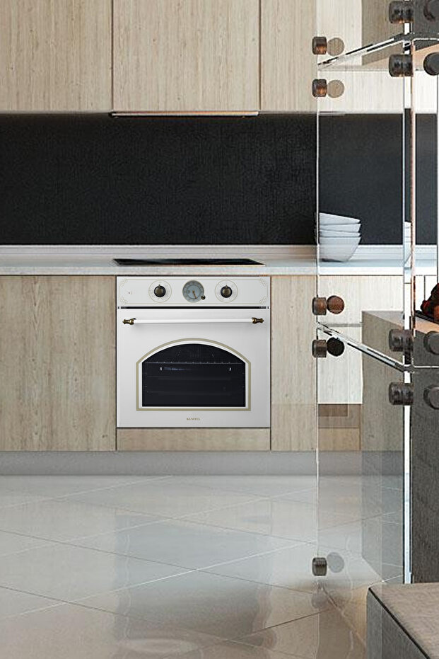 Turbo Fanlı Rustik Cam Ankastre Fırın Bej 6 Prog. B66-SGF3(AT) - 2