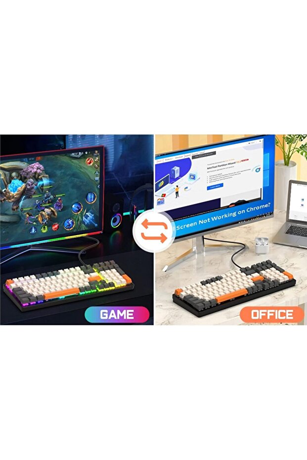 K3 mechanical keyboard 100key game customized hot-swappable axis game computer keyboard(ORANGE) - 6