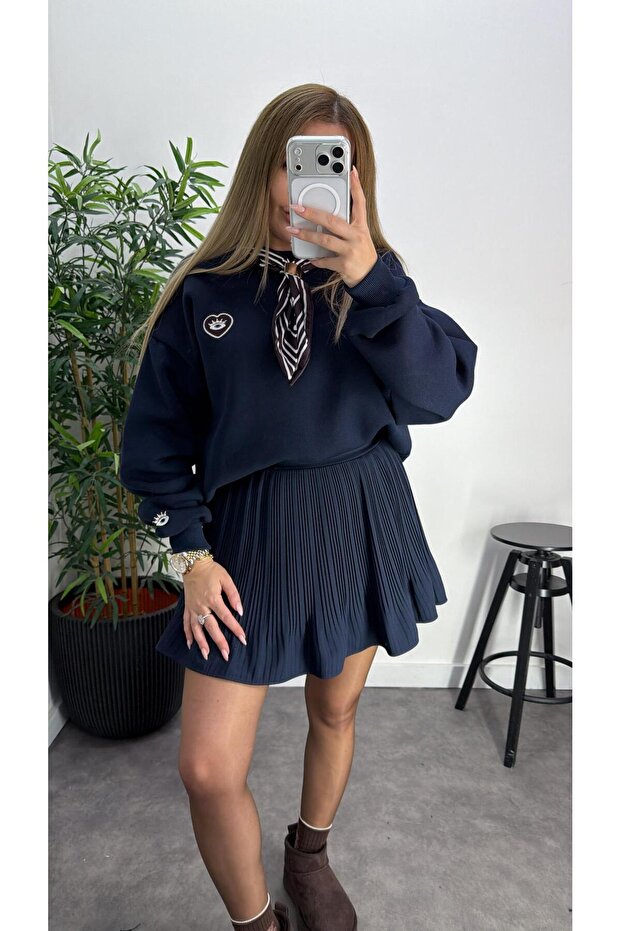 Pliseli Şortlu Etek - 1