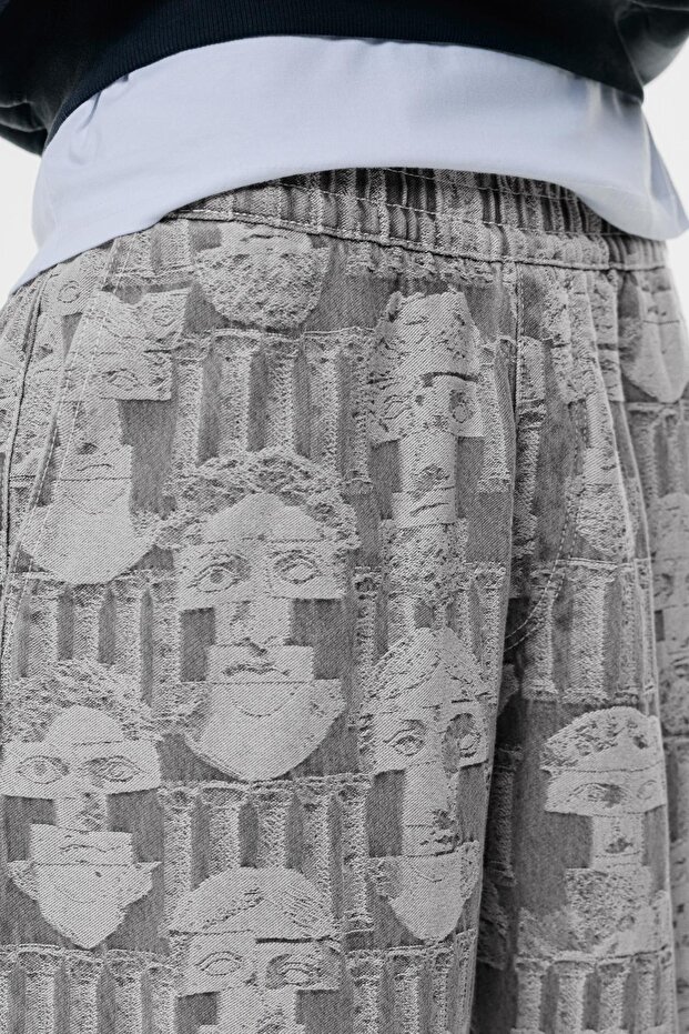 Desenli baggy jogger jean - 6