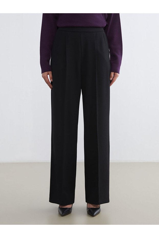 Wide Leg Women's Trousers with Elastic Waist