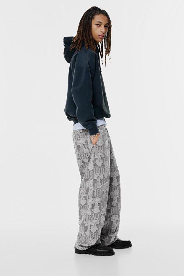 Desenli baggy jogger jean - 4