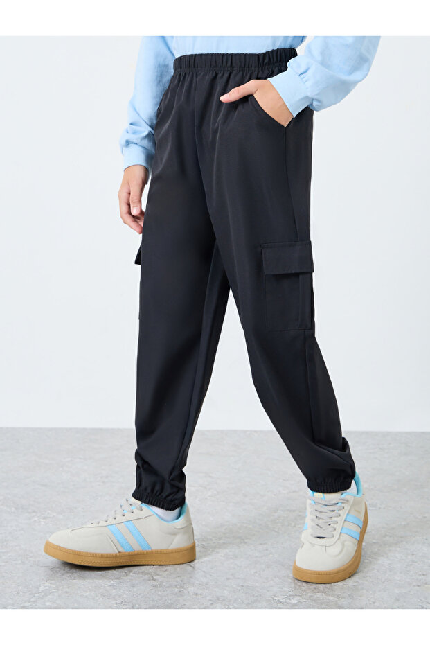 بنطال رياضي أسود سادة - 1