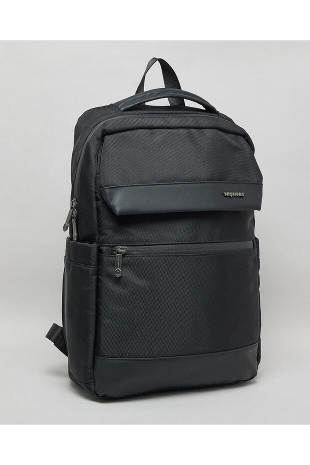 حقيبة ظهر رجالية سوداء صلبة، 30×48 سم - 2