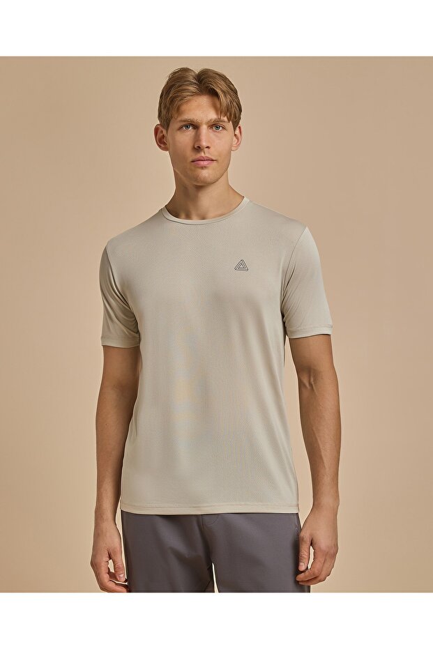 Logo Detail Active T-Shirt with Crew Neck and Short Sleeves