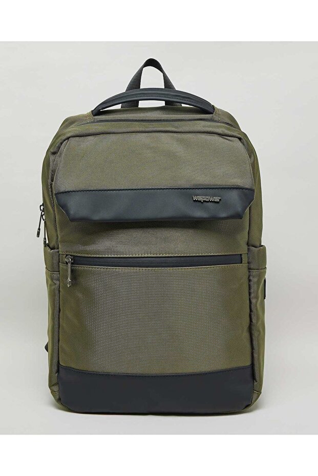 Olive Men's Color Block Backpack, 30X48Cm