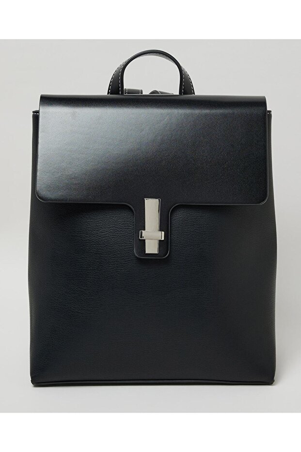 حقيبة ظهر نسائية سوداء ذات غطاء صلب - 1