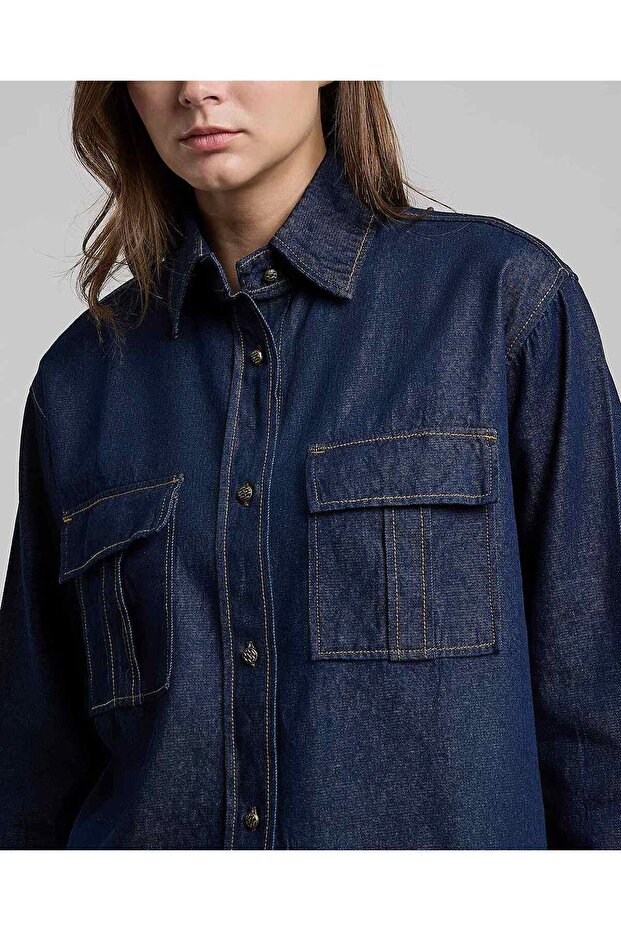 جاكيت جينز مغسول مع زر للإغلاق - 5