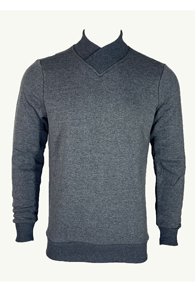 Şal Yaka İki İplik Sweatshirt - 3