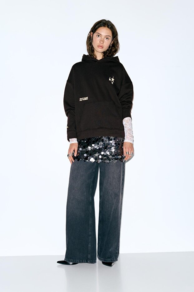 Yıldız desenli kapüşonlu sweatshirt - 2