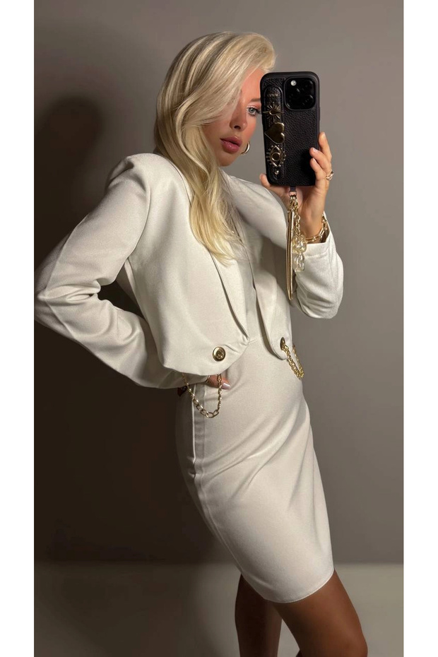 طقم فستان بتصميم معطف - 3