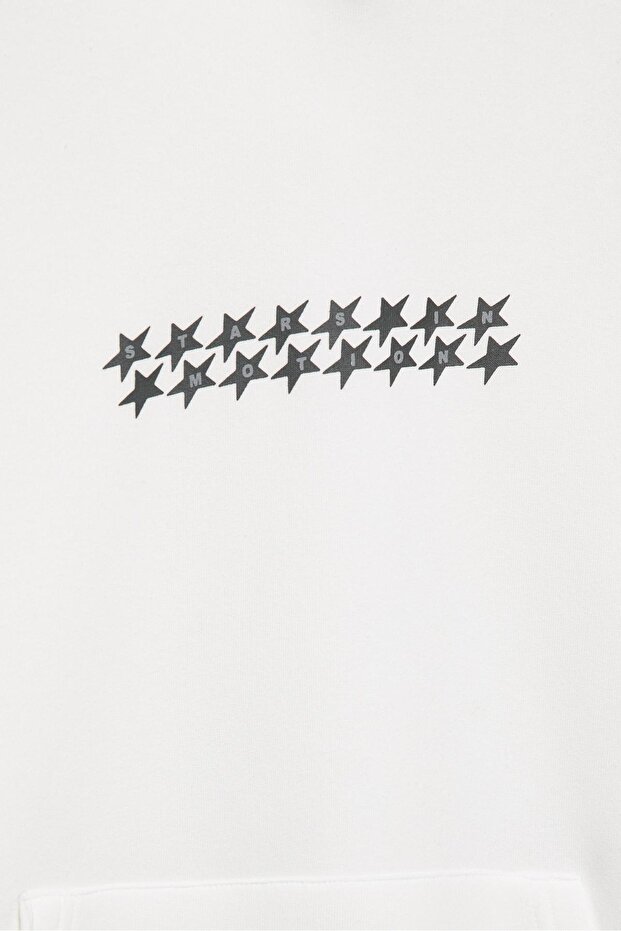 Yıldız desenli kapüşonlu sweatshirt - 6