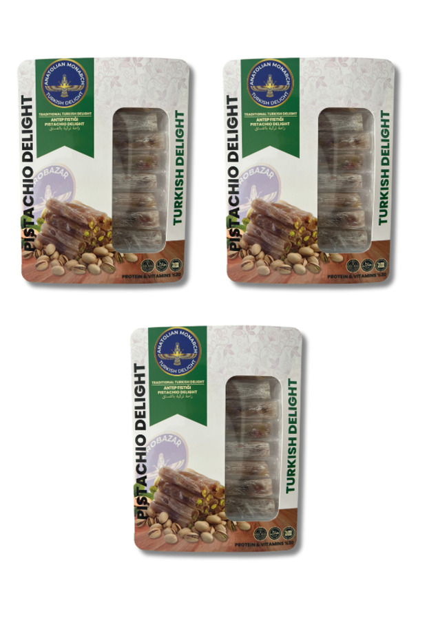 Pistachio Turkish Delight 125g, Fresh, Soft, Traditional Turkish Delight 3 Packs Protein Enriched