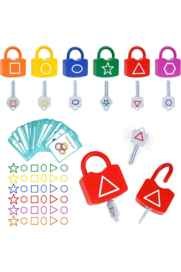 Locks and Keys Game, Match Shapes and Colors, 6 Locks - 2