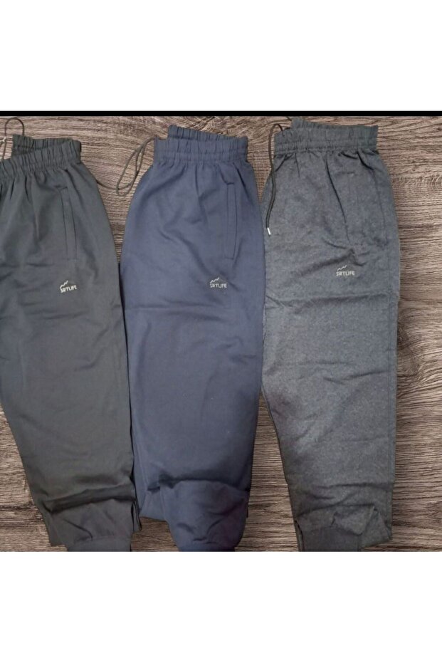 3 Pieces Large Size Oversized Sweatpants with Pockets with Zippers Combed Cotton..