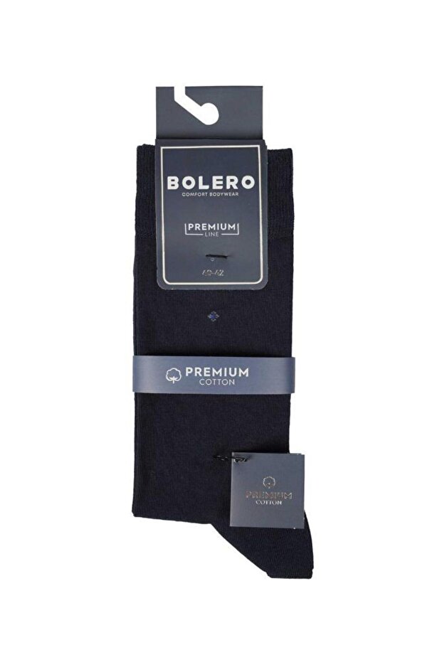 Men's Premium Stitch-Free Cotton Socks Navy Blue Small Diamond Pattern