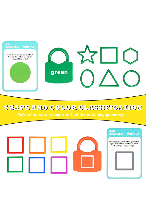 Locks and Keys Game, Match Shapes and Colors, 6 Locks - 4