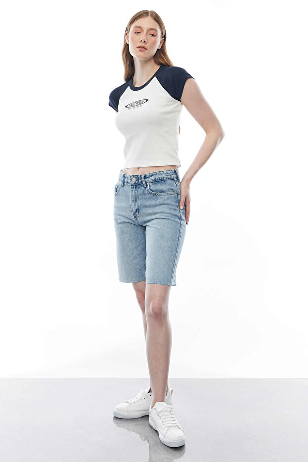 Denim Bermuda Kot Şort - 7