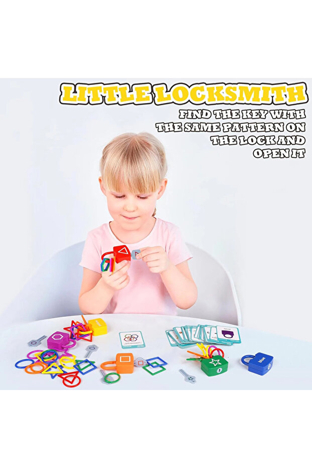 Locks and Keys Game, Match Shapes and Colors, 6 Locks - 3
