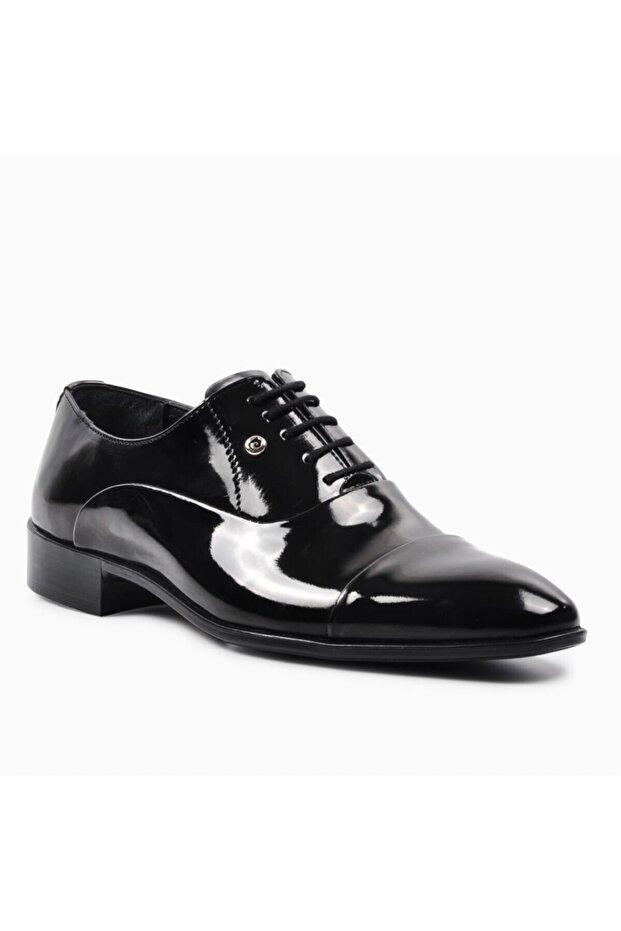 Stylish Patent Leather Lace-Up Casual Classic Shoes Black