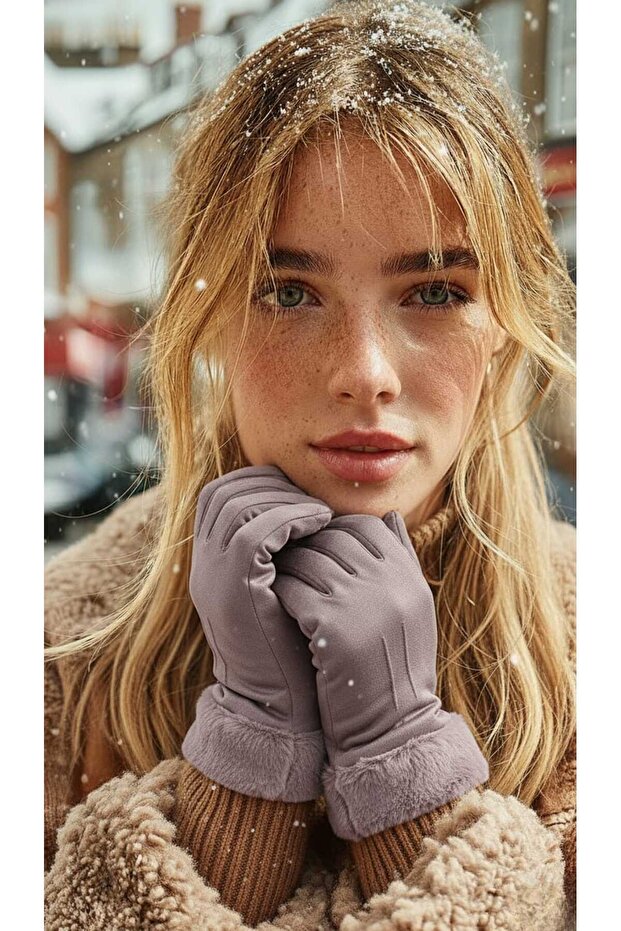 WarmTouch Kürk Detaylı Eldiven - 1