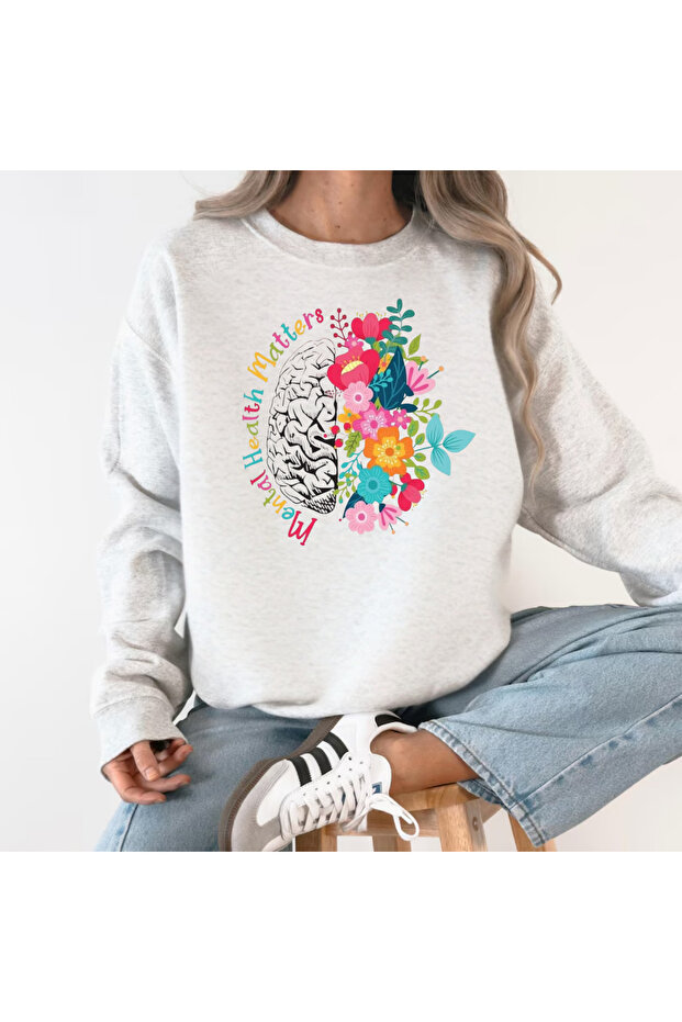 Mental Health Matters Printed Crew Neck 3-Thread Sweatshirt