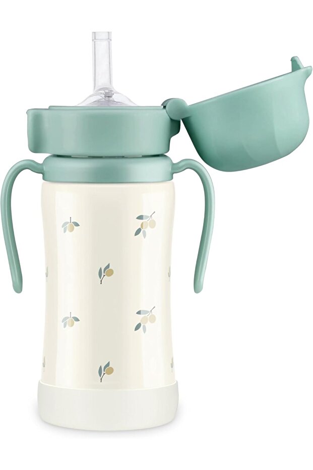 316 Stainless Steel Straw Cup for Toddlers, 300ml – Olive Pistachio