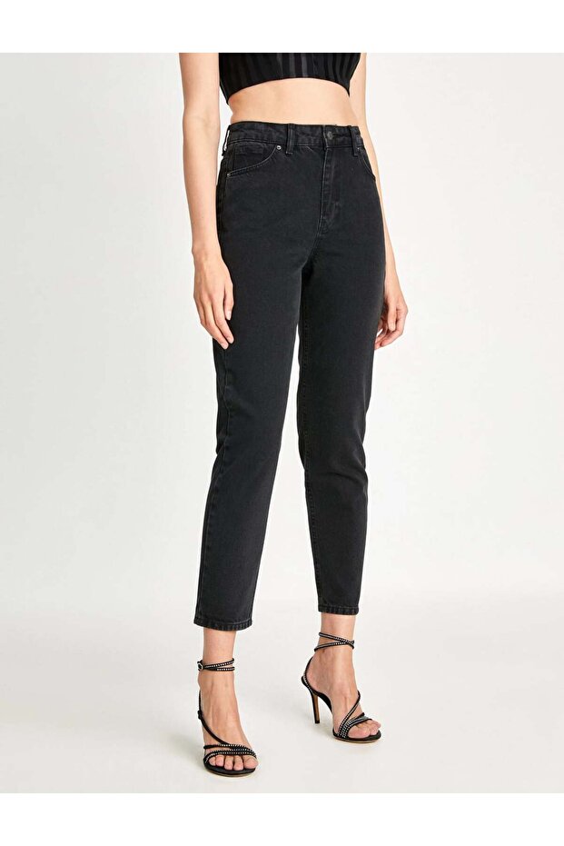siyah kadın mom fit jean - 1