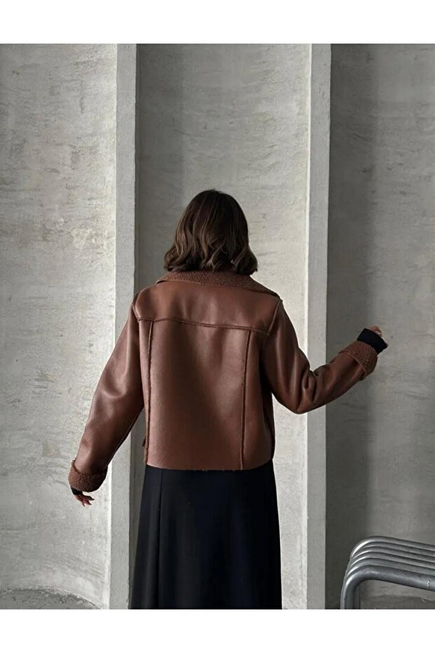 TABA LAMİNA DERİ KÜRKLÜ MONT - 4