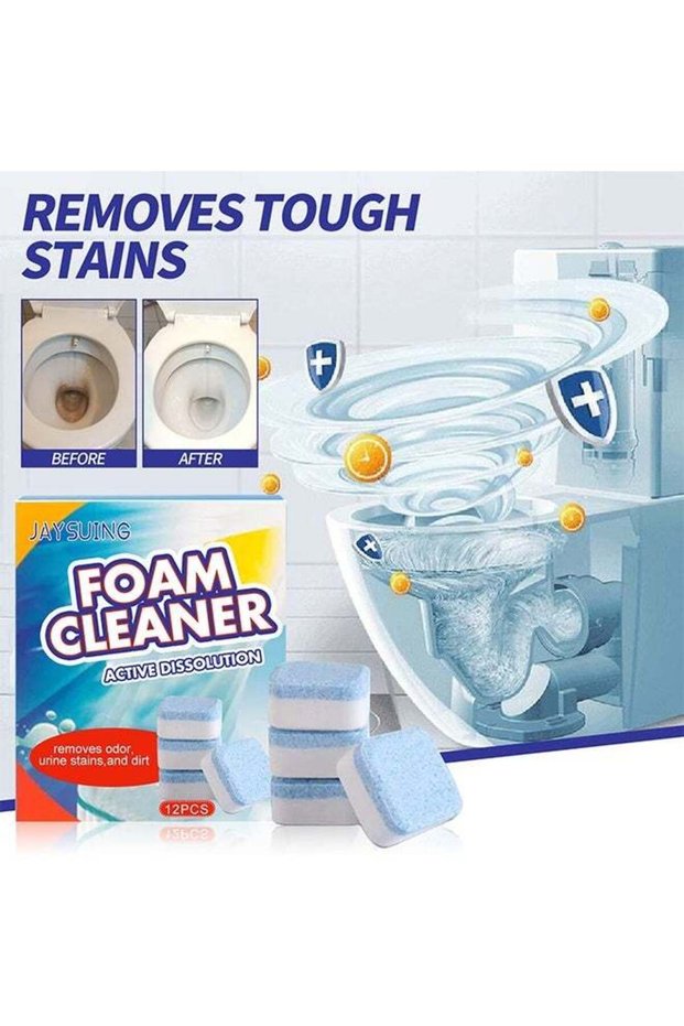 12 Pcs Foam Cleaner Fresh Bathroom Toilet Bowl Cleaner Tablets Deep Cleaning Limescale Calcium Rust