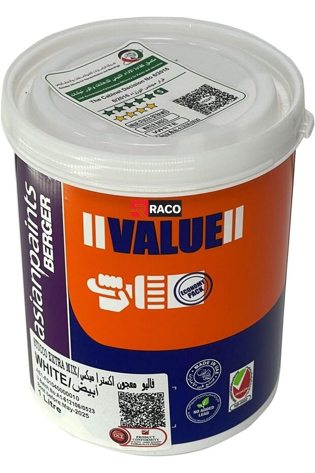 Asianpaints Berger Value Stucco Extra Mix Water Based Putty Filler White (1 Litre)