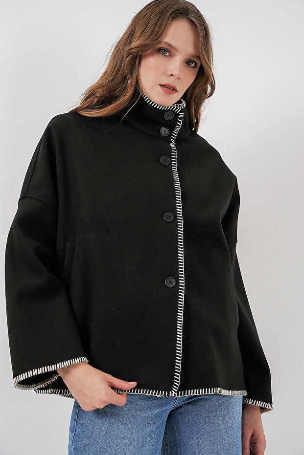 Women's Embroidered Cashmere Jacket 9167 - Black