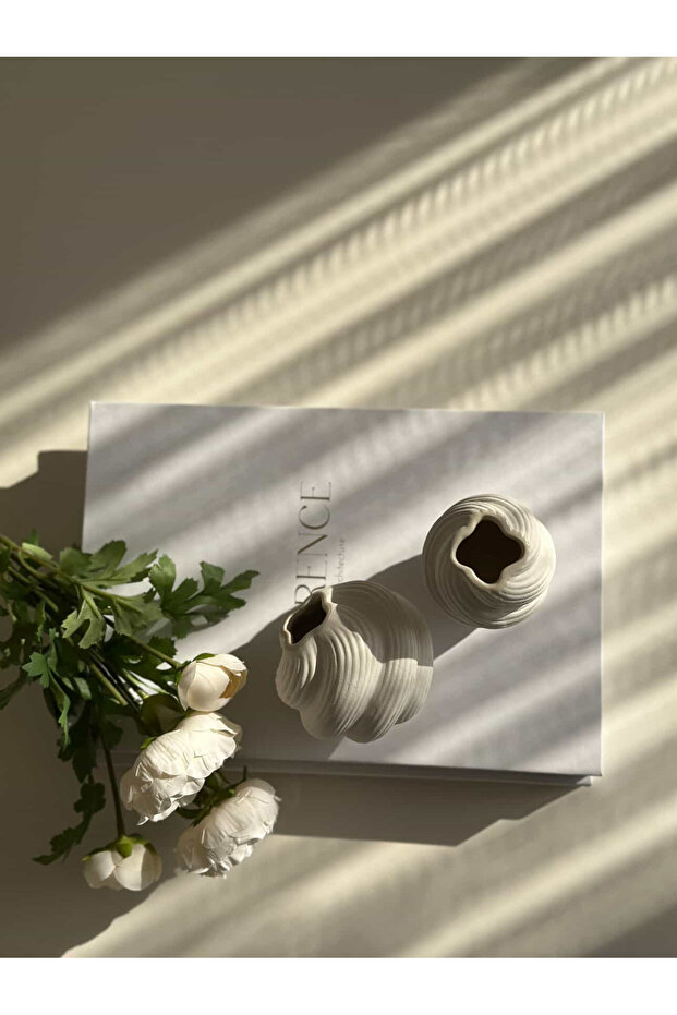 2'Lİ MİNİ DALGALI STONEWARE VAZO - 3