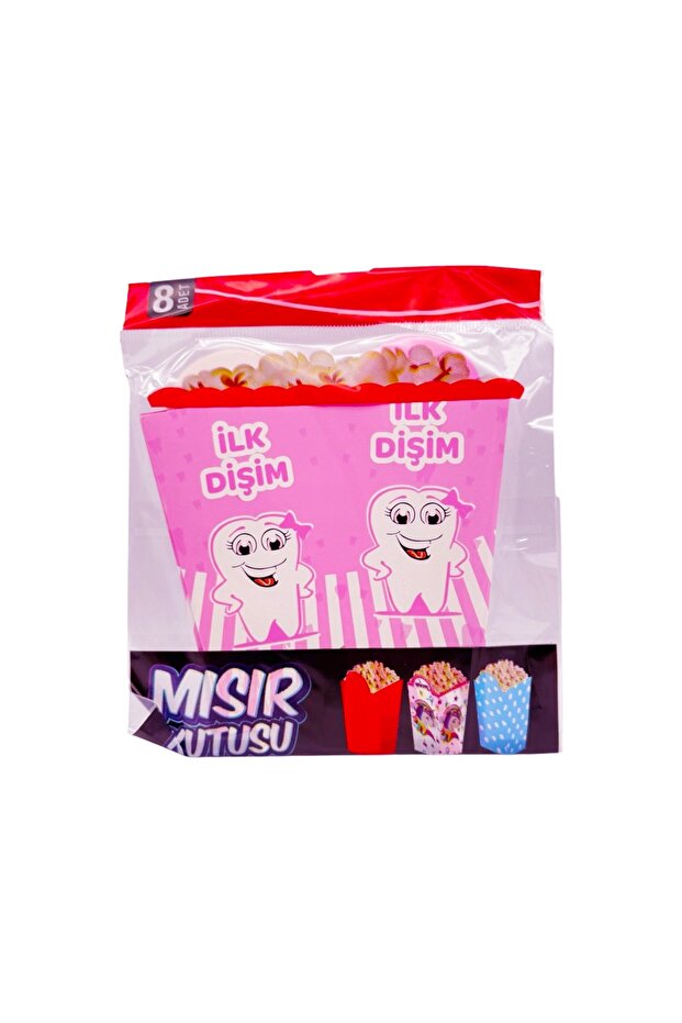 علبة ذرة وردية من نوع First Tooth Came Out Dental Wheat Party، عبوة من 8 قطع