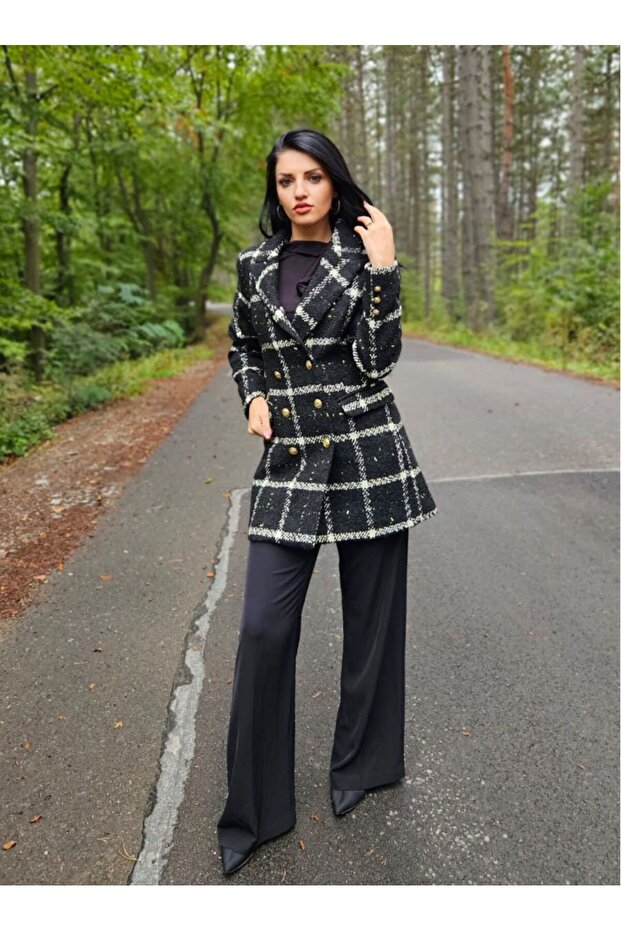 Checked tweed jacket coat - 2