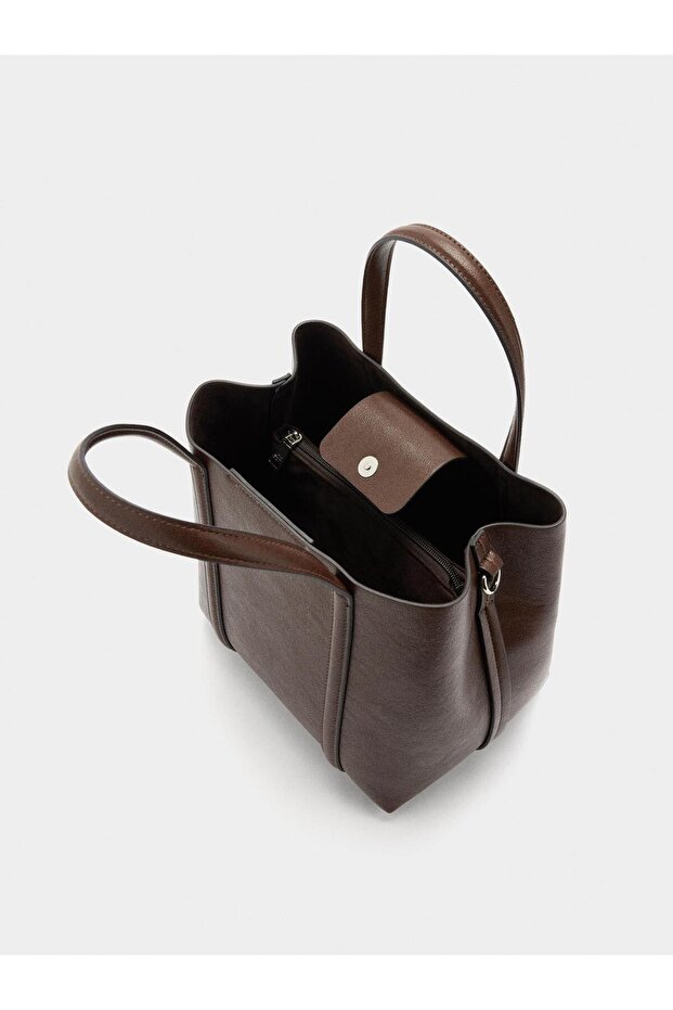 Çapraz Askılı Tote Çanta - 5