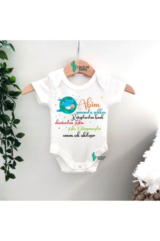 Dayi Amca Yenge Hala Teyze Abla Abi̇ Written Baby Bodysuit 100% Cotton
