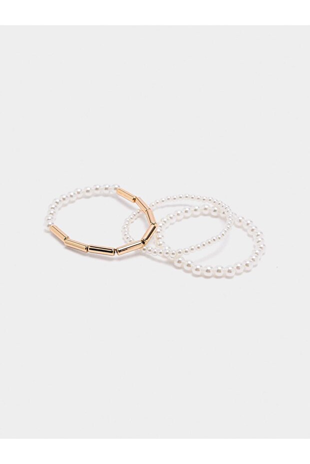 İnci Süslemeli Elastik Bileklik Seti - 3