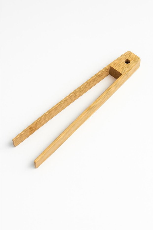 Bamboo Barbecue Tongs and Serving Tongs – 30X5X2 cm |   Perforated Handle with Hanging Bracket |   Heat Resistant Natural Tongs