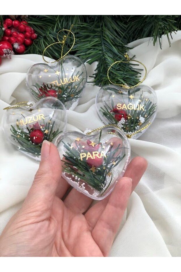 Handmade Success Health Peace Happiness Written Christmas Tree Ornament