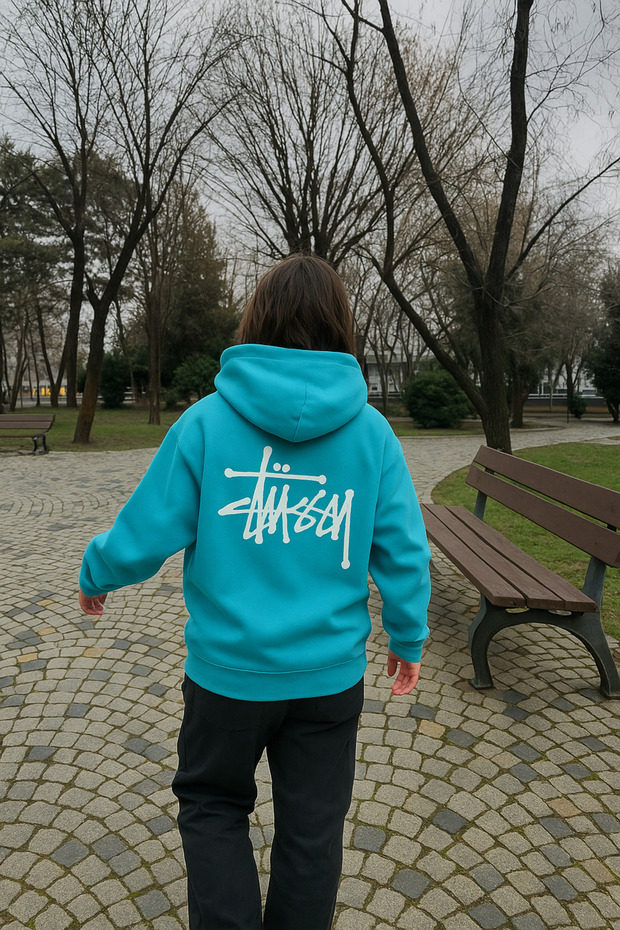 Unisex 3 Thread Thick Fabric O Oversized K Hooded Back Lettering B Printed Kangaroo Pocket Street Sweat