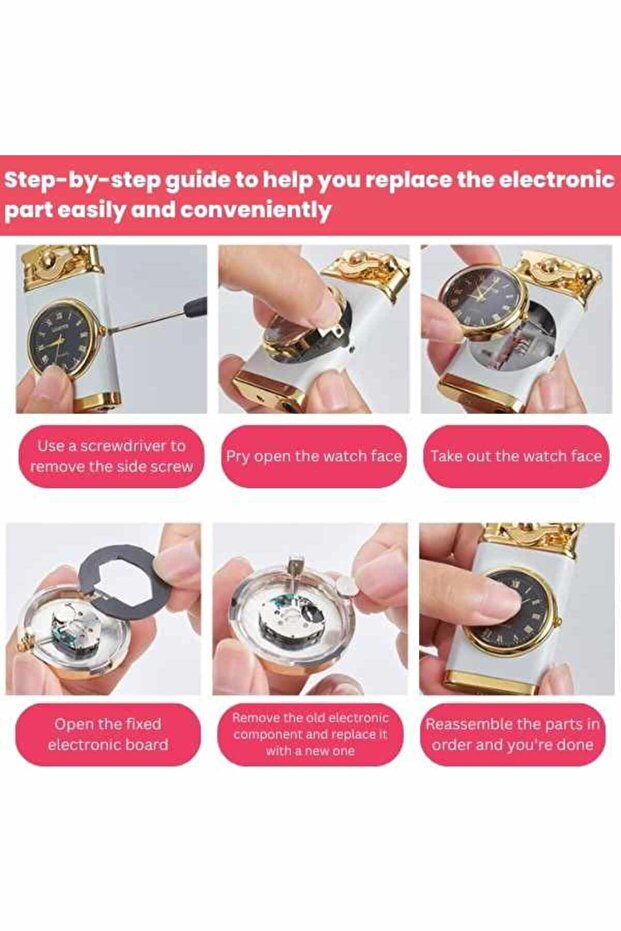 MercatonRefillableGasLighterwithWindproofWhiteFlameandBuilt-inAdjustableClock - 6