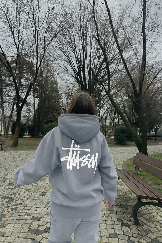 Unisex 3 Thread Thick Fabric O Oversized K Hooded Back Lettering B Printed Kangaroo Pocket Street Sweat