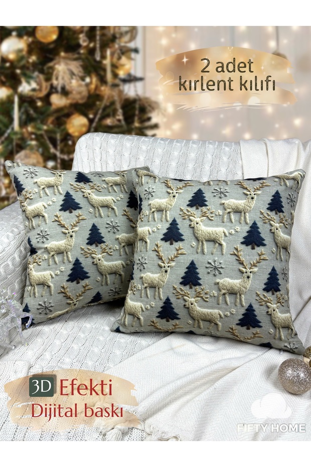 2 Pieces Cushion Cover 43X43 cm Digital Printing New Year's Eve New Year Christmas Concept New Year Christmas