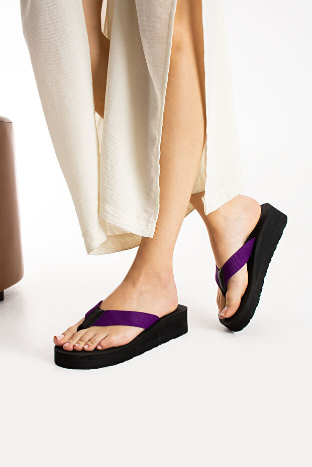 Kaila Women's Platform Wedge Heel 4.5cm Fabric Flip-Flops Comfortable Summer Pool Beach Slippers
