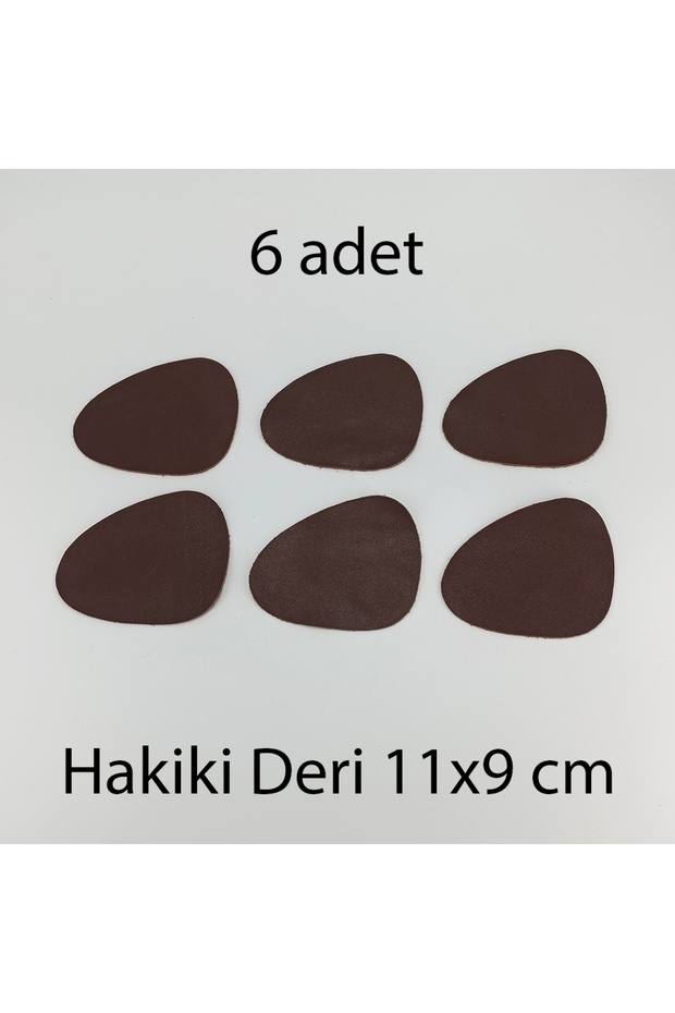 طقم قواعد أكواب جلد طبيعي غير متماثل 6 قطع 11x9 سم