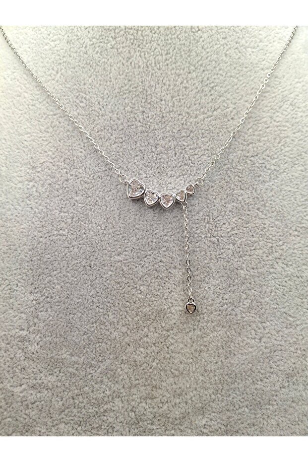 Silver Color Small to Large Heart Model Steel Necklace