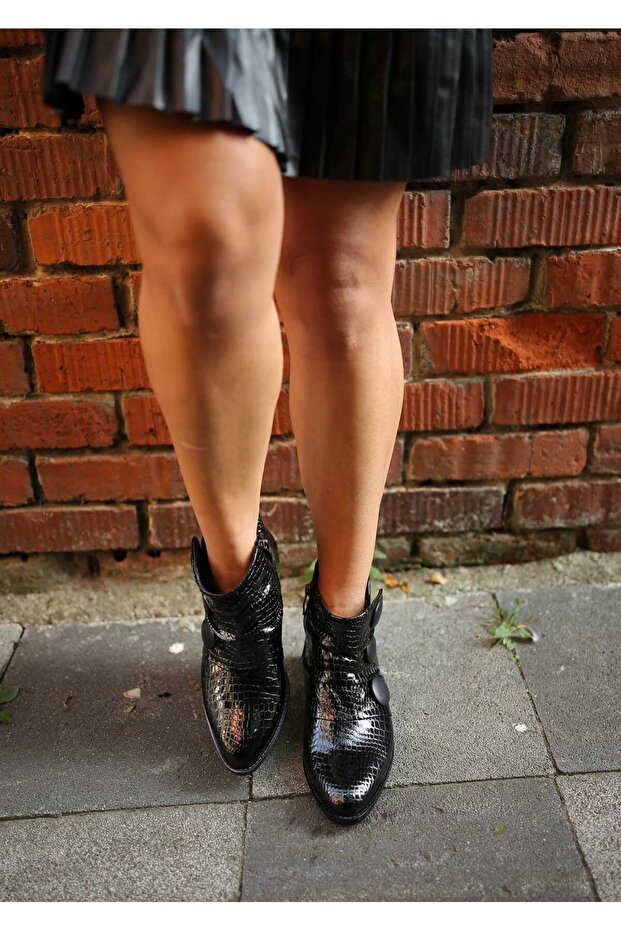 8065 Hakiki Deri Kalın Topuklu Bot - 3