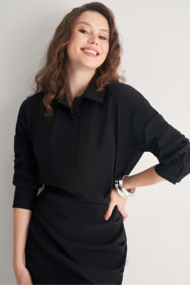 Pile Detaylı Mini Elbise - 3