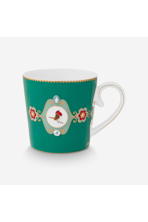 Love Birds Green Porcelain Mug 250 Ml